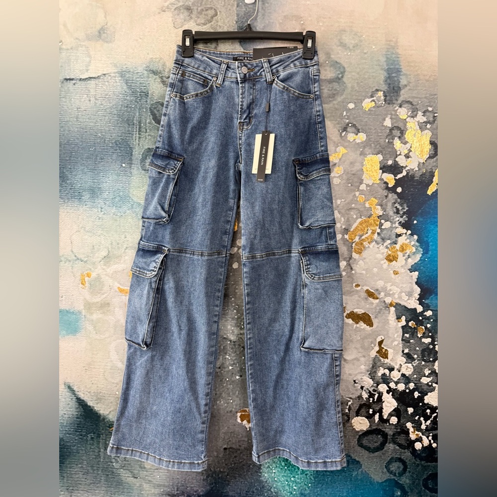 Fire & Rain | Hi Rise Wide Leg Cargo Jeans